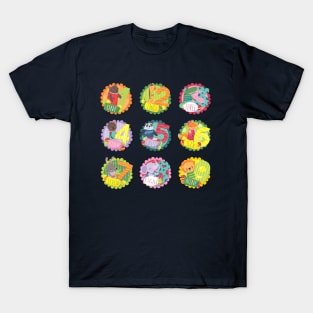 Round animals numbers T-Shirt